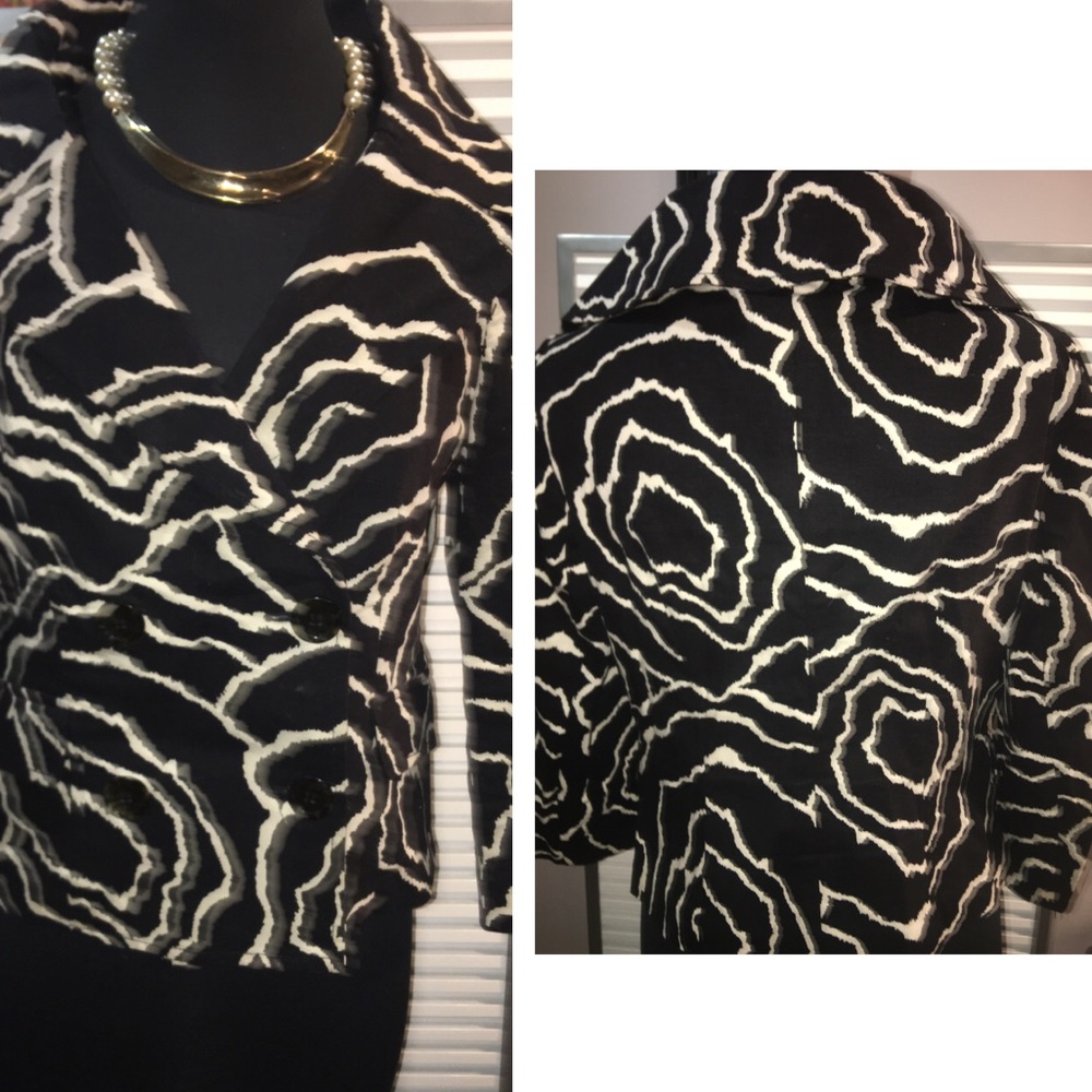 Classy Stretch Dbl Breasted Patterned Jacket Sz8 - image 1
